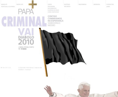 Bandeiras negras para receber o Papa