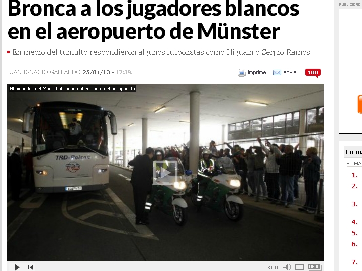 Real Madrid: insultos no aeroporto de Munster (foto Marca.com)