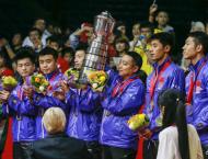 China é campeã mundial de ténis de mesa (EPA)