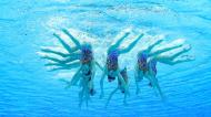 A equipa de natação sincronizada do Japão nos Jogos Olímpicos de Tóquio (AP Photo/Jeff Roberson)

