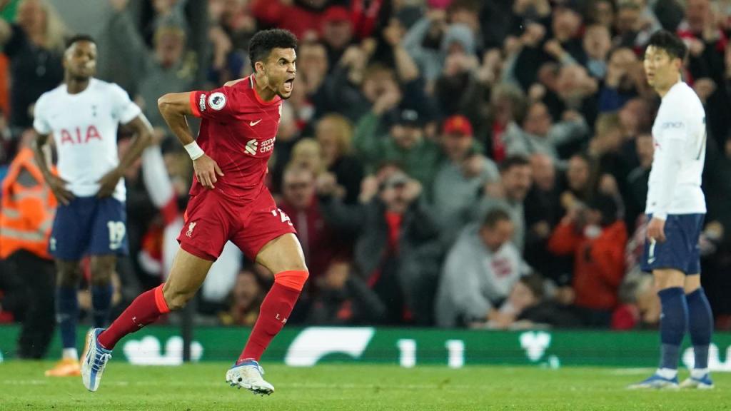 Luis Díaz marcou no Liverpool-Tottenham (AP Photo/Jon Super)