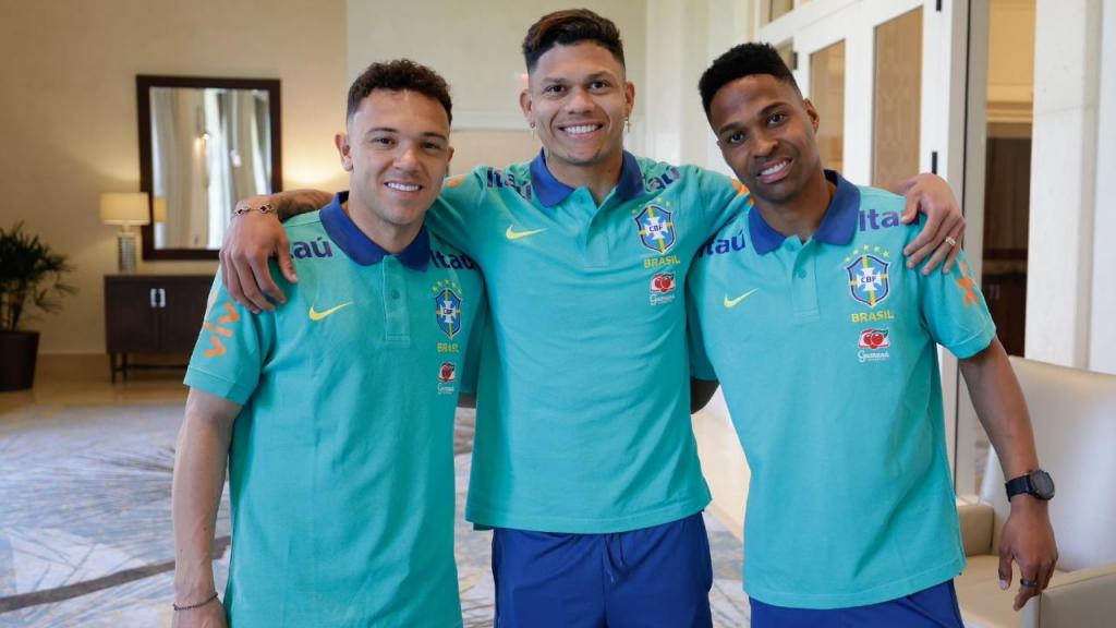 Pepê, Evanilson e Wendell na seleção brasileira (Rafael Ribeiro/CBF)