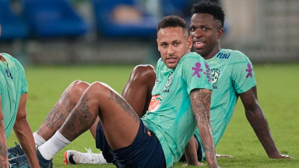 Neymar e Vinícius Junior na seleção brasileira (Andre Penner/AP)
