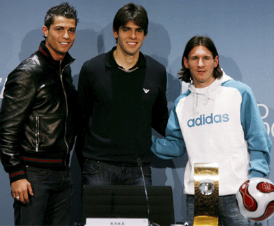 Cristiano Ronaldo, Kaká e Messi na Gala da FIFA